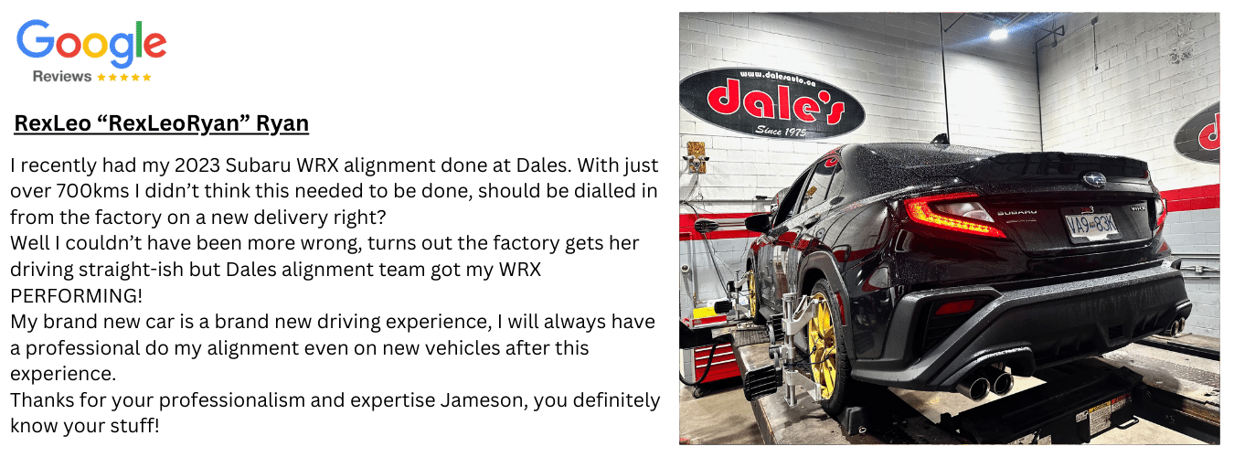 2023 Subaru Wrx Wheel Alignment | Dales Auto Service | Dale's Auto Service | Dales Auto Service 604-530-9160 | Auto Repair, Brakes, Tires, Wheel Alignment Service Near Me
